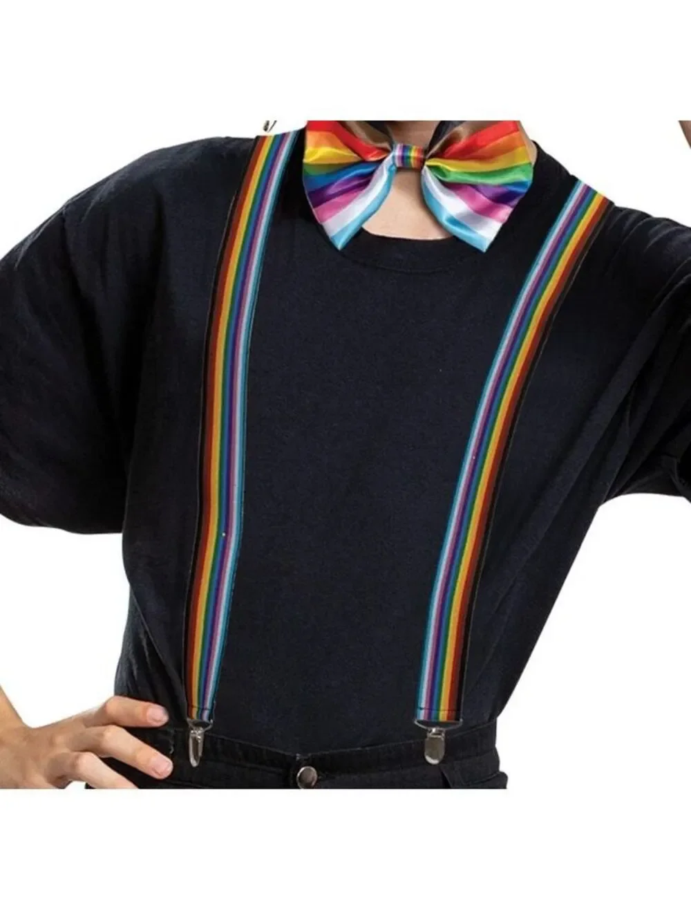 Disney Pride Collection Rainbow Suspenders with Mickey Mouse Detail, Size S-M/P